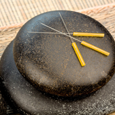 Small Black Rock Pile & 3 Acupuncture Needles